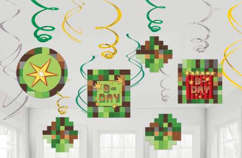 Minecraft Pixilated Hanging Swirls